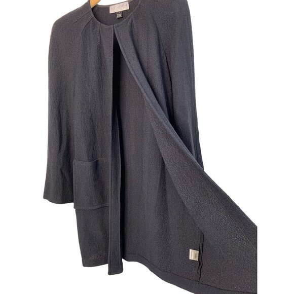 VTG St. John Collection Women's Knit Cardi Size 10 Wool Blend Black USA 7461 - Picture 2 of 8